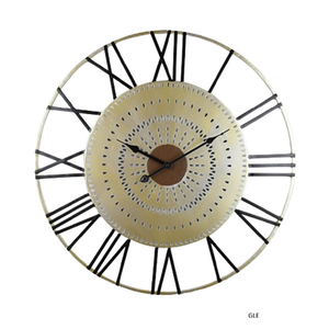 Latest Arrival Iron Made Black Handmade Modern Classical <b>Wall</b> <b>Clock</b> with Golden Nipples for Home Decoration - Product Image 3