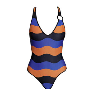 Traje de Baño de Una Pieza para Mujer, Estampado, Talla Grande, con Logotipo Frontal Personalizable, Ropa de Playa, Servicio OEM, Venta al Por Mayor, 1 Pieza - Product Image 2