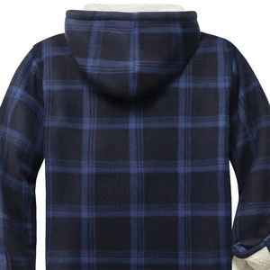 Chaqueta de Franela con Capucha para Hombre, de Buena Calidad, Corte Regular, con Bolsillos, Ecológica, para Invierno, en Azul y Negro, Cómoda y Lisa, para Jóvenes - Product Image 3