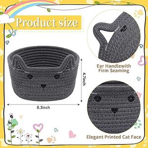 Customised Handwoven Attractive Design Newest Product Pure Cotton Rope <b>Woven</b> <b>Basket</b> Cat Design Custom Size For Home Accessories - Product Image 3