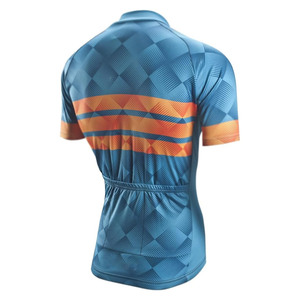 Ensemble de maillot de cyclisme pour hommes, imprimé géométrique, manches courtes, bleu orange, respirant, coupe sportive d'été - Product Image 2