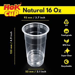 Aesthetic Medium-sized Polypropylene PP <b>Plastic</b> <b>Cup</b> Natural 16 Oz for Iced Coffee made in Indonesia - Product Image 3