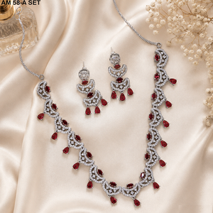 Parure de collier de luxe MIJ avec diamants américains et pierres CZ, bijoux de mariée plaqué argent, colliers de mode en alliage plaqué or - Product Image 4