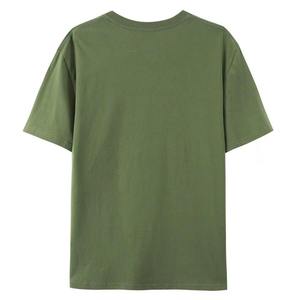 T-shirt pour homme, vert olive, col rond, manches courtes, coupe classique, tissu jersey 100% coton, respirant, couleur unie, décontracté - Product Image 2