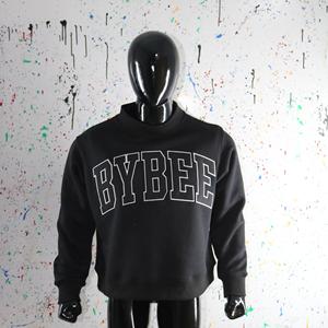 BYBEE BLACK <b>Mock</b> <b>Neck</b> Sweatshirt 100% BLACK Applique Embroidery wide <b>neck</b> Sweatshirt Finer Threads - Product Image 1