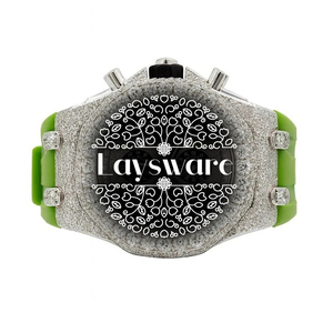 Reloj de Diamantes Moissanite de Alta Gama para Hombre, Diseño Elegante con Correa de Silicona Verde, de Proveedor Indio - Product Image 1