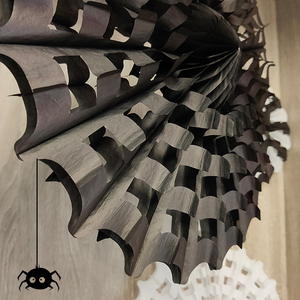 Cartoon <b>Tissue</b> <b>Paper</b> Spider Web Fan 40CM Eco-Friendly Thanksgiving Halloween Party Decorations Supplies Wholesale - Product Image 1