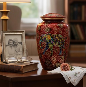 Urne décorative en métal avec couvercle, objet décoratif de table pour la maison - Product Image 3