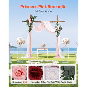 Kit di Fiori Artificiali Rosa per Arco Nuziale da 2,4 m (Confezione da 4) per Feste, 2 Composizioni Floreali e 2 Drappeggi Trasparenti - Product Image 6