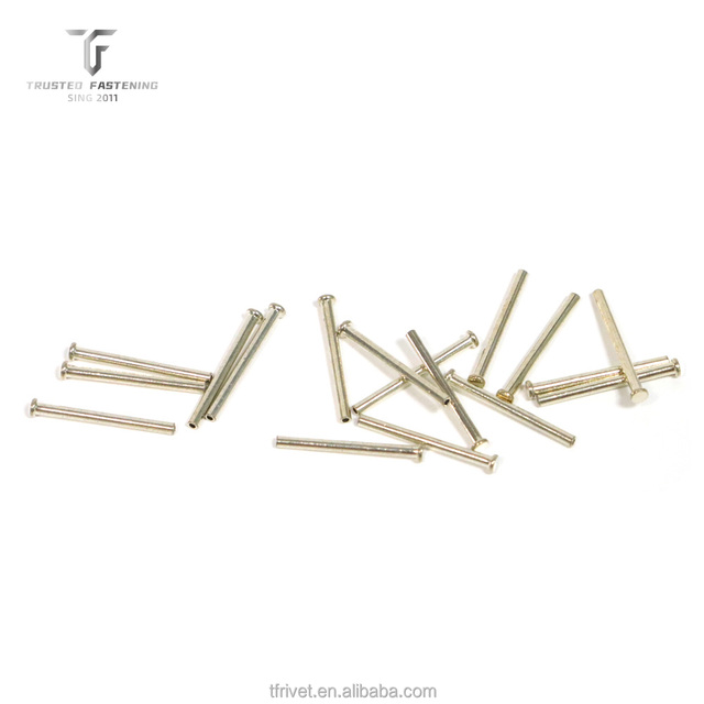 TianFang Custom Brass Pan Head Semi-Tubular Rivet Bright Finish | ISO Certified Precision Fasteners 1.1-1.5 Grip Range