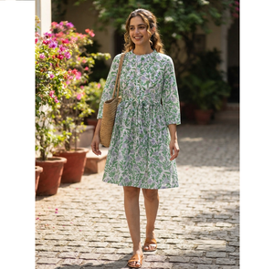Vestido Maxi Bohemio Estampado Floral al por Mayor para Mujer, de Algodón Premium, Cómodo, con Cintura Ajustable y Corte Evase - Product Image 1