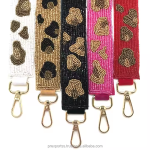Correa Decorativa Vintage con Estampado de Leopardo, Hecha a Mano, Ajustable, para Bolsos Cruzados, Accesorio de Repuesto para Bolsos, Colgador de Bolsos con Cuentas - Product Image 1