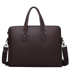 Maletín para Portátil 100% Cuero Genuino, Bolsa de Hombro para Oficina, con Asa Protectora, Cierre de Cremallera, Color Sólido - Product Image 5