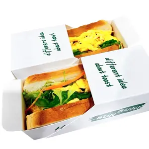 Groothandel Fast Food Karton Sandwich Verpakking Voedsel Lade Doos Snack Box Hotdog/Burger/Sandwich Papier Verpakking Afhaaldoos