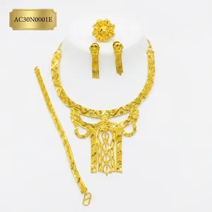 Conjunto de Collar de Lujo Chapado en Oro con Borlas y Pendientes de Flor para Mujer, Joyería de Moda para Boda y Fiesta - Product Image 2