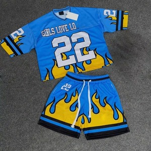 Ensemble short et veste coupe-vent d'été en nylon et polyester, patchwork, design personnalisé, respirant, confortable, style streetwear - Product Image 5