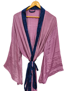 Robe en soie longue jusqu'aux chevilles, robe multicolores, robe de nuit, robe indienne vintage en soie recyclée, kimono en sari - Product Image 1