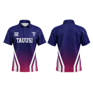 Polo à manches courtes pour homme, broderie 3D, dégradé de bleu marine et de violet, logo personnalisé imprimé, grande taille, séchage rapide, jersey de golf - Product Image 1