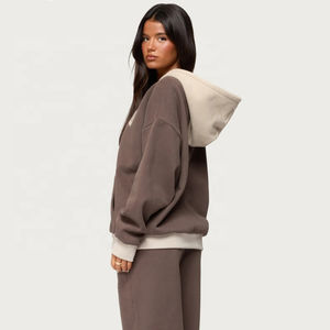 Conjunto de Sudadera y Pantalón Oversize con Logo Personalizable, Estilo Urbano Novedoso, Bloques de Color, Chándal de 2 Piezas para Mujer - Product Image 2