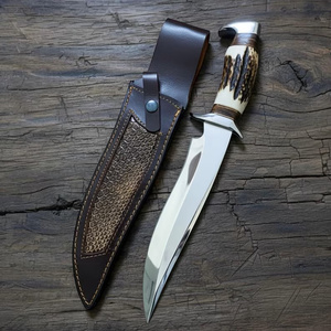 Couteau Bowie OEM fait main de haute qualité, lame fixe en acier inoxydable, pour camping et utilisation extérieure, manche en bois de cerf naturel, garantie 3 ans - Product Image 4