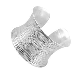 Silver Mountain 925 Sterling Silver <b>Charm</b> Bracelet Oxidized Multi-Line Textured Kada Third Party Certified Statement Gift - Product Image 2