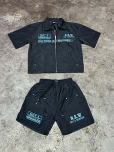Custom Logo Shirt and Short Set Sublimation Nylon Two Piece Shorts Set Men Reflective <b>Wind</b> <b>Breaker</b> Tracksuit Sweatsuit Short Set - Product Image 3