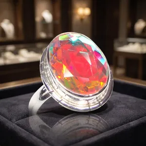 Bague Statement en Argent Sterling 925 avec Topaze Mystique, Coupe Ovale, Bijou Fait Main en Pierre Précieuse, Vente en Gros, Bague Cocktail Tendance pour Femme - Product Image 4