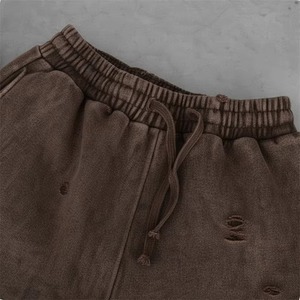 Ensemble de survêtement marron vieilli personnalisé avec sweat à capuche zippé et pantalon évasé, finition délavée à l'acide, tissu doux, élégant, pour unisexe - Product Image 5