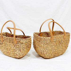 Factory Woven Seagrass <b>Basket</b> Handmade Water Hyacinth Straw <b>Basket</b> Women Handicrafts - Product Image 4