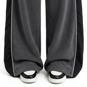 Women's Lightweight 100% Cotton Mid Waist Wide Leg <b>Trousers</b> Elastic Drawstring Casual Loose Fit Sweatpants <b>Zip</b> Pockets <b>Side</b> - Product Image 5