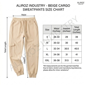 Pantalones Deportivos de Algodón Beige para Hombre, Cintura Elástica con Cordón, Múltiples Bolsillos, Joggers Casuales, Tejido de Peso Medio, Ropa de Otoño - Product Image 6