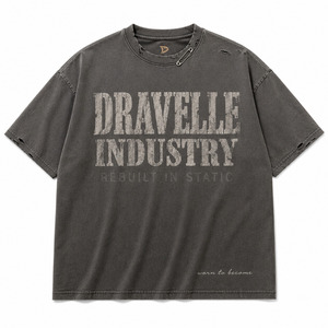 เสื้อยืดโอเวอร์ไซส์ลายกราฟิกสำหรับผู้ชาย สีเทาพิวเตอร์ ผ้าฝ้ายฟอกสไตล์ Y2K เสื้อสตรีทแวร์ โดย Dravelle Industry - Product Image 3