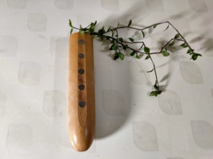 Vase en bois elliptique au design minimaliste pour plantes vertes d'intérieur, utilisation sur bureau - Product Image 1