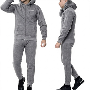 Ensemble de survêtements d'hiver en molleton 100 % coton respirant de haute qualité pour hommes, grandes tailles, avec logo personnalisé et motif uni – Vente en gros - Product Image 3