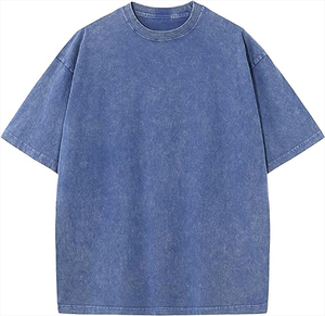 T-shirt unisexe grande taille pour homme, style streetwear à épaules tombantes, en coton uni délavé à l'acide, personnalisable, avec broderie, vente en gros - Product Image 6