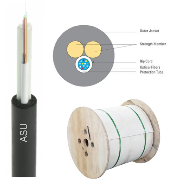 ASU Cable MINI ADSS SM 24 Core G652D G657A1 G657A2 Span 50 100 200M Aerial Fiber Optic Cable ASU ADSS Fiber Optic Cable