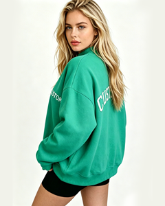 Sudadera Extra Grande Personalizada para Mujer, con Estampado de Letras Verdes, Hombros Caídos, Tejida en Algodón, Estilo Otoñal - Product Image 6