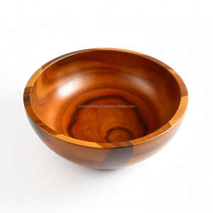 Cuenco de madera de acacia hecho a mano, respetuoso con el medio ambiente, diseño rústico pulido para espacios elegantes de comedor, cocina y decoración del hogar - Product Image 6