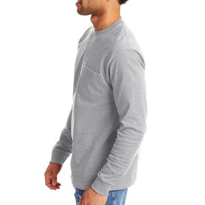T-shirt pour homme à manches longues, coupe classique, en coton, col rond, décontracté, respirant, à porter tous les jours, haut tendance - Product Image 6