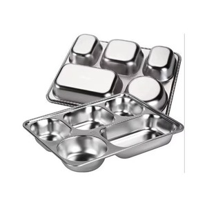 Assiette rectangulaire Thali en acier inoxydable à 5 compartiments, faite à la main pour adultes et enfants, idéale pour les hôpitaux et la maison - Product Image 6