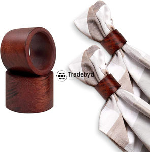 Anneaux de serviette classiques en bois de qualité supérieure, faits à la main, durables et écologiques, accessoires décoratifs pour table de mariage par Tradebyd - Product Image 4
