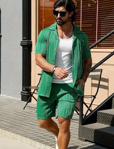 Men Summer <b>Knitted</b> Embroidered 100% Cotton Quick Dry Short Sleeve Custom Logo Joggers Suits <b>Set</b> Shirt and Short <b>Set</b> - Product Image 1