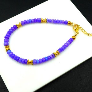 HAYAAT GEMS Natural Blue Ethiopian Opal Beaded Bracelet | AAA High <b>Fire</b> Gemstone October Birthstone Romantic Style - Product Image 1