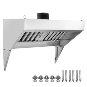 Cappa di scarico commerciale in acciaio inox 201 da 4FT per Food Truck e Rimorchi Concessioni, tipo a isola, con 2 griglie a U staccabili - Product Image 6