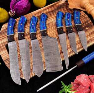 Juego de Cuchillos de Cocina de Acero de Damasco OEM ODM Premium, 7 Piezas, Cuchillos de Chef Profesionales Forjados a Mano, Afilados como una Navaja, Logotipo Personalizado, Ecológicos - Product Image 1