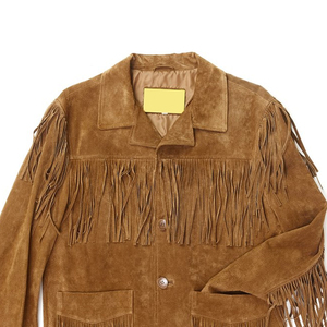 Men Women Vintage <b>Suede</b> Leather <b>Jacket</b> With Fringes Premium Western Style OEM - Product Image 4