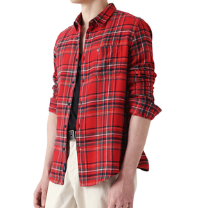 Chemise en flanelle à carreaux en coton personnalisée, manches longues, chemise en flanelle pour homme pas chère, fabricant OEM, vente en gros - Product Image 3