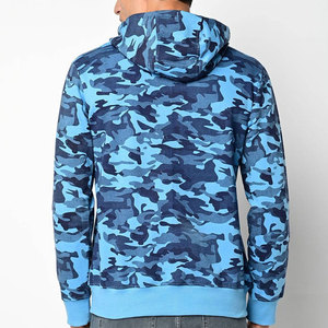 Sweat-shirt à capuche zippé camouflage bleu pour homme, coupe classique, tricoté, avec imprimé frontal, décontracté, pour l'automne - Product Image 2