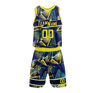 Maillots d'équipe personnalisés imprimés pour hommes avec shorts, OEM ODM, vêtements de sport personnalisés, kits respirants en gros, uniforme de basketball - Product Image 5