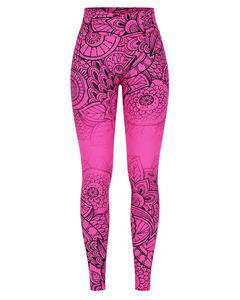 Leggings de Yoga de Cintura Alta con Estampado Floral Mandala para Mujer, Leggings Deportivos de Compresión al por Mayor, Ropa Deportiva Activa, Leggings Rosas - Product Image 2